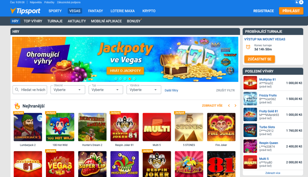 Tipsport casino Homepage